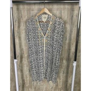 Z&L Europe embroidered Rope Oversized Top Gray Boho Sz medium Festival